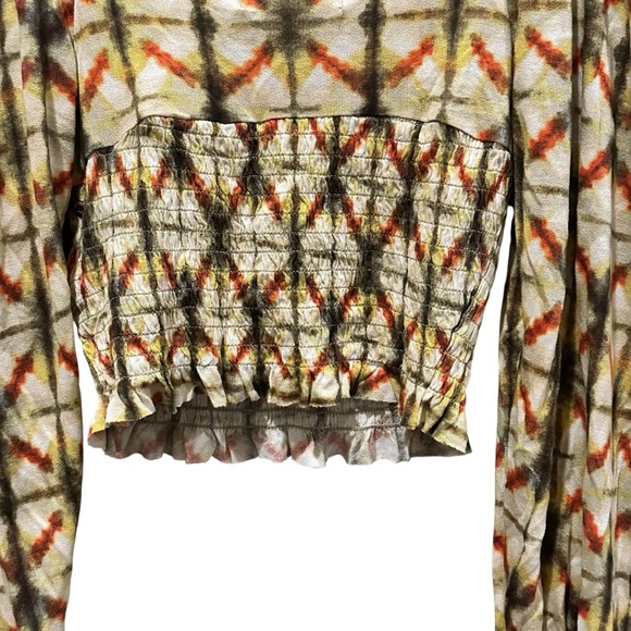 Urban Outfitters Old Soul Yellow Green Orange Smocked Crop Top Size XS NEW - Picture 8 of 12